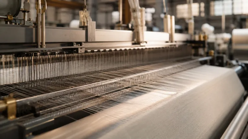 Rolls of finished suiting fabric in a Keqiao textile mill